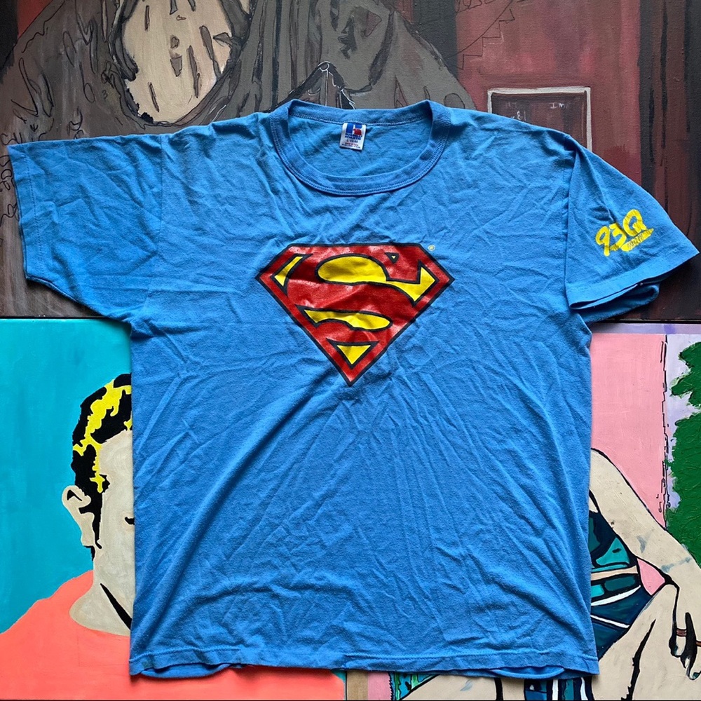 VTG 90s Russell Athletic Superman Faster Than A Speeding Bullet Staircli…
